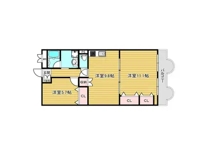 ルミエール(2LDK/3階)の間取り写真