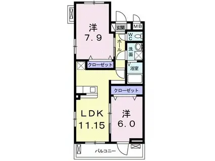 ヴェルメイユ(2LDK/2階)の間取り写真
