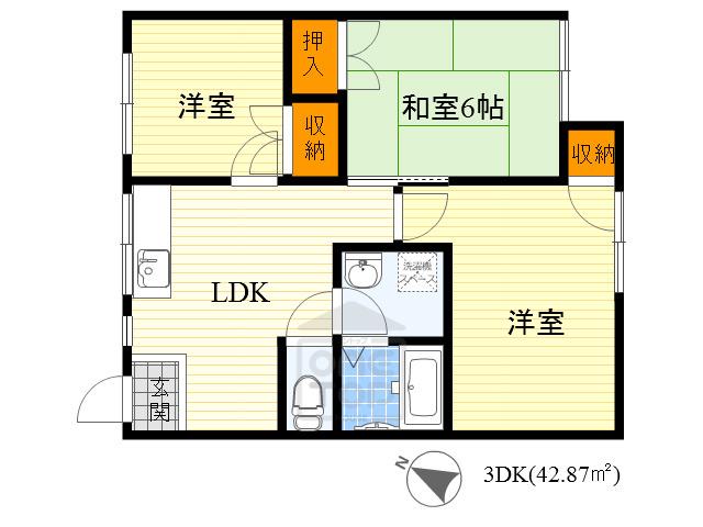 パインヒルズ(3DK/2階)の間取り写真
