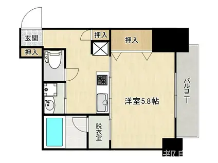 ドムス蒲生(1K/11階)の間取り写真