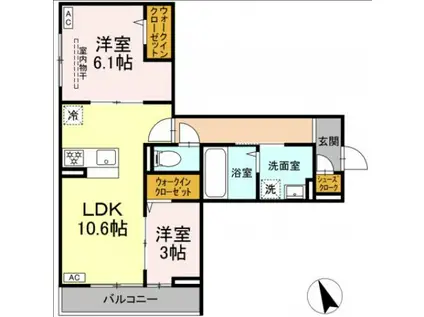 D-PINA菅北浦(2LDK/2階)の間取り写真