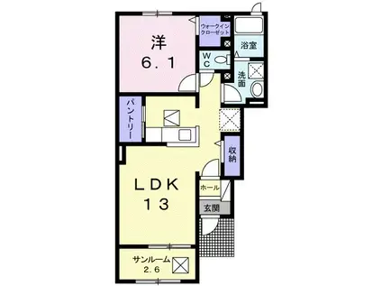 エアフォルク(1LDK/1階)の間取り写真