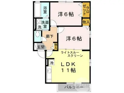 ガトーナふくだ(2LDK/2階)の間取り写真