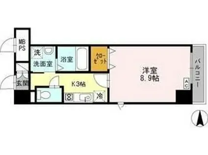 ウイステリア名城(1K/4階)の間取り写真