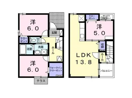 ウエスト・モイVIII(3LDK/1階)の間取り写真