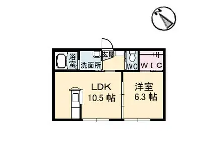 リッシュ安芸中野A棟(1LDK/1階)の間取り写真