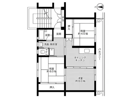 ビレッジハウス玉穂2号棟(3DK/3階)の間取り写真