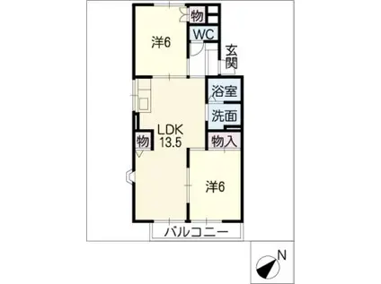 ベルホーム(2LDK/2階)の間取り写真