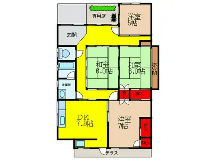 宝山町2戸1(4DK/1階)の間取り写真