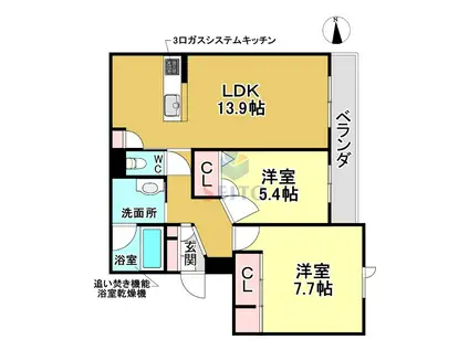 シャーメゾン ヴェルーラ(2LDK/3階)の間取り写真