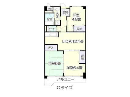 ヴィューステージ森(3LDK/1階)の間取り写真