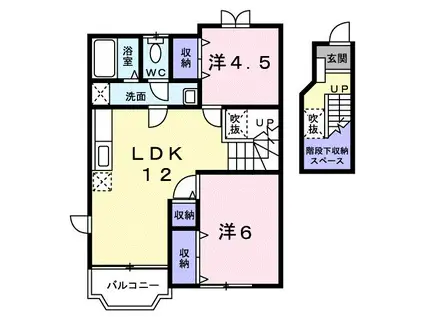 メゾンかごはら 新堀(2LDK/2階)の間取り写真