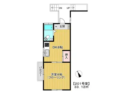 メゾンフラワー(1DK/2階)の間取り写真