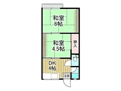 三国ヶ丘ハイツB棟 B(2DK/2階)の間取り写真