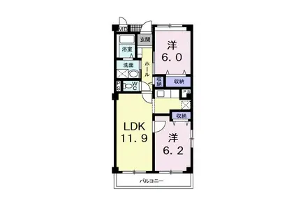 エンゼルヒルズ(2LDK/2階)の間取り写真