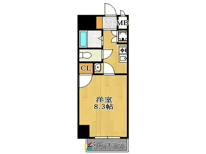 ビュークレスト大橋駅西口(1K/3階)の間取り写真