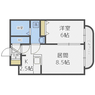 ティアラ大谷地I(1LDK/4階)の間取り写真