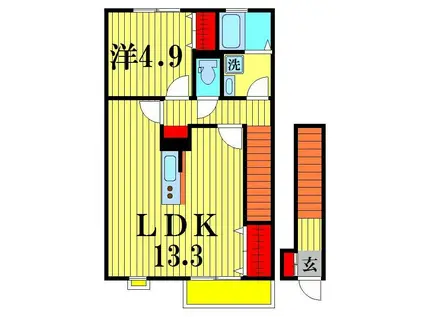 DURA CASA松戸(1LDK/2階)の間取り写真