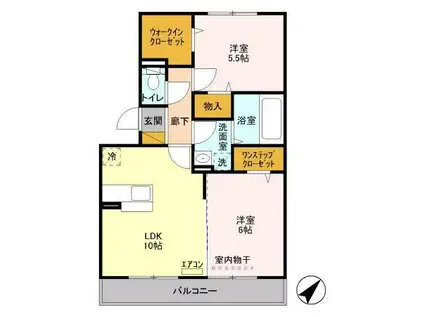 ヴァン・ボヌールII(2LDK/2階)の間取り写真