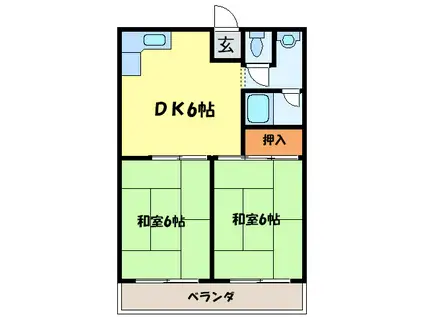 種村マンションⅠ番館(2DK/3階)の間取り写真