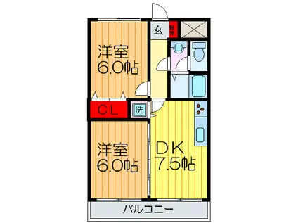スパ-ブM&M2(2DK/2階)の間取り写真