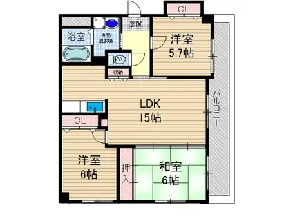 カーサボヌール(3LDK/1階)の間取り写真