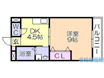 パークアヴェニュー(1DK/2階)の間取り写真