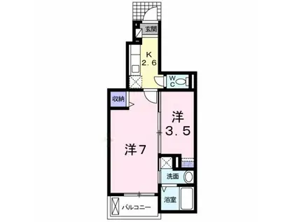 エレガントヒル参番館(2K/1階)の間取り写真