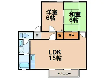 シャムロックII(2LDK/2階)の間取り写真
