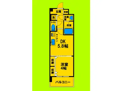 プレジオ江坂サース(1DK/5階)の間取り写真