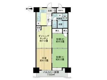 ライオンズマンション春日町(3DK/10階)の間取り写真