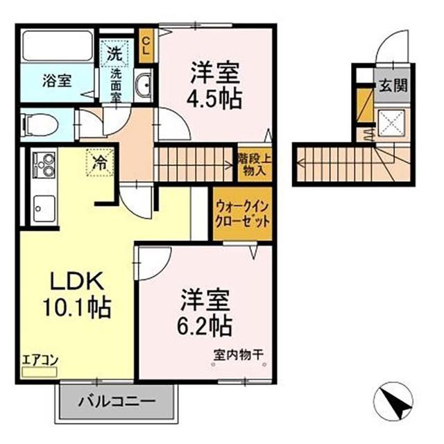 SOLARIE MIDORINO II(2LDK/2階)の間取り写真