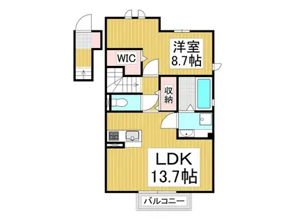 TRES A棟(1LDK/2階)の間取り写真
