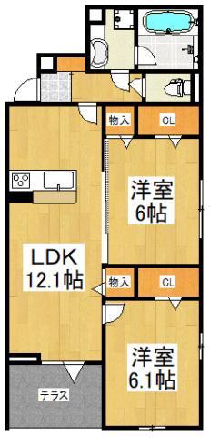 ASSET-COURT八坂(2LDK/1階)の間取り写真