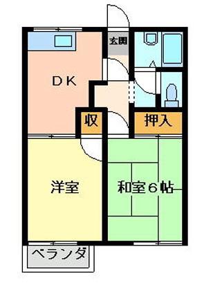 リバティハイツ(2DK/2階)の間取り写真