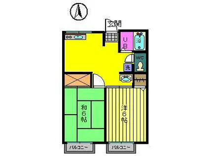 メゾン渡部A・B(2DK/2階)の間取り写真