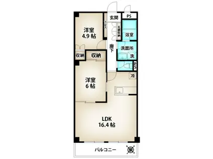 ドミール東大宮(2LDK/3階)の間取り写真