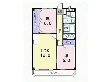 ニューマリッチ谷塚(2LDK/2階)の間取り写真