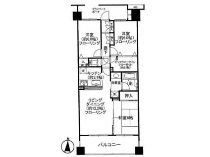 クレストフォルム東京ビューフォート(3LDK/9階)の間取り写真