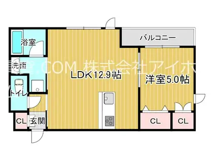 メゾン夕陽丘ノースコート(1LDK/1階)の間取り写真