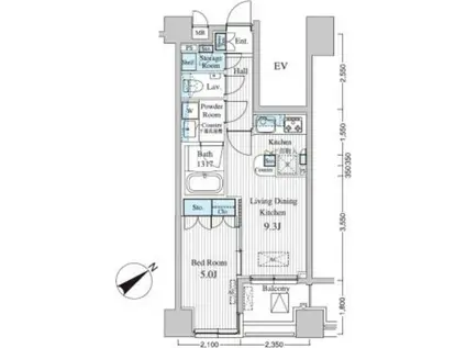 MFPRコート赤坂見附(1LDK/6階)の間取り写真