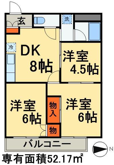 スカイハイツ(3DK/2階)の間取り写真