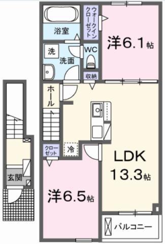 ヒラソール(2LDK/2階)の間取り写真