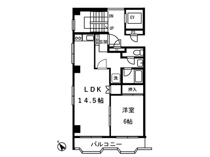 野瀬ビル(1LDK/3階)の間取り写真