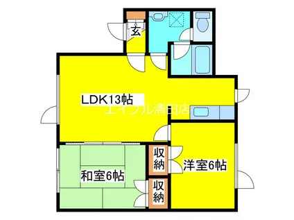 ハウスノムラ壱番館(2LDK/2階)の間取り写真