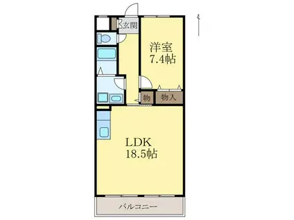 ニューライスマンション(1LDK/3階)の間取り写真