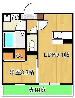 トレス城野貮番館(1LDK/1階)の間取り写真