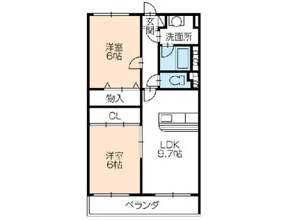 メゾンドクレアール(2LDK/1階)の間取り写真