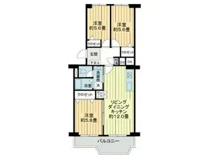 ドルフ青葉台3号棟(3LDK/4階)の間取り写真