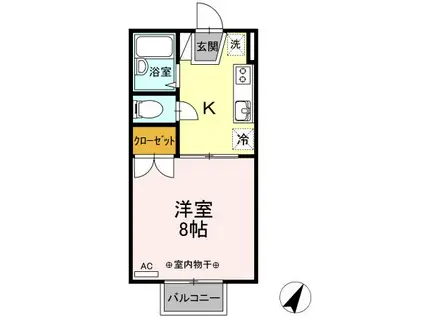 エクレール(1K/2階)の間取り写真